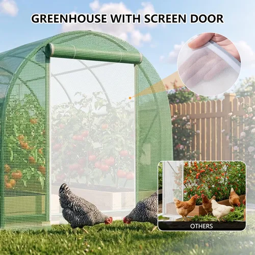 Miniatura 4 de Invernaderos de 12×7×7 pies para exteriores de alta resistencia, grandes invernaderos de entrada para exteriores con 6 ventanas de malla ventilada