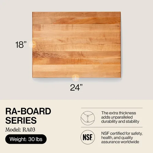 Miniatura 2 de John Boos RA-Board Series Tabla de cortar rectangular de madera de arce de 24 x 18 pulgadas, 2.25 pulgadas de grosor, bloque de carnicero reversible