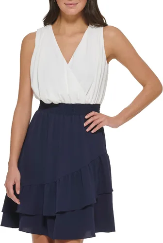 Miniatura 4 de DKNY Cintura fruncida sin mangas con cuello en V