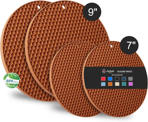 Joyhalo Salvamanteles para platos calientes, almohadillas calientes para cocina, soportes de silicona para ollas y sartenes calientes, alfombrillas