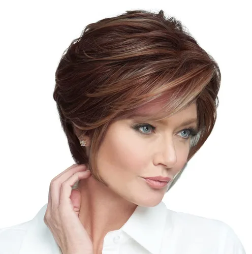 Miniatura 18 de Raquel Welch Go To Style - Peluca de pelo corto versátil y favorecedora de Hairuwear, gorra media, castaño iluminado por el sol RL10/12