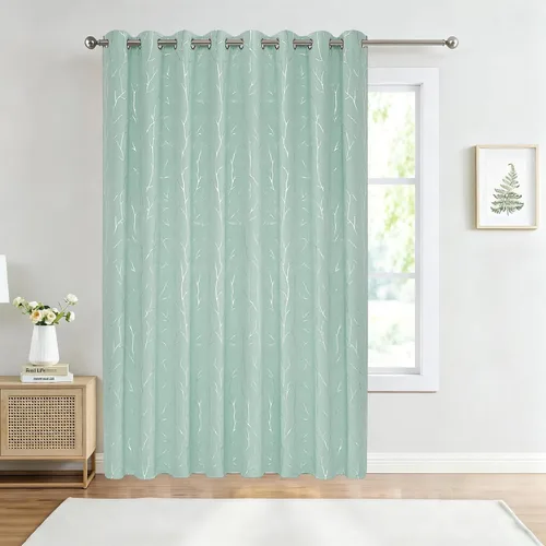 Miniatura 78 de BUHUA Cortinas pequeñas para ventana de 36 pulgadas de largo, 2 paneles, cortinas opacas con elegantes ramas de árbol plateadas, cortinas de bloqueo