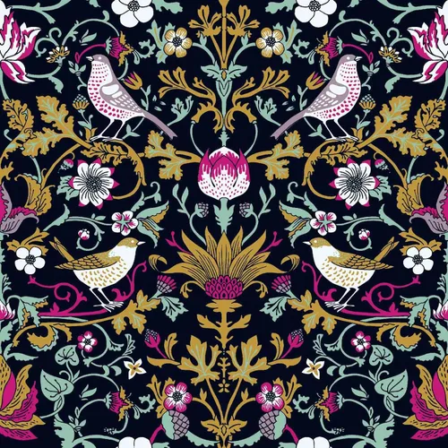 BaoHArtHome William Morris - Papel tapiz autoadhesivo para despegar y pegar, diseño vintage floral oscuro, victoriano, moderno, autoadhesivo, 17.7 x