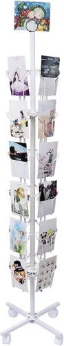 FixtureDisplays® 24 bolsillos de 5.5" de ancho de bolsillo (se ajusta a 5x7") Pantalla vertical para tarjetas de felicitación giratoria Estante de