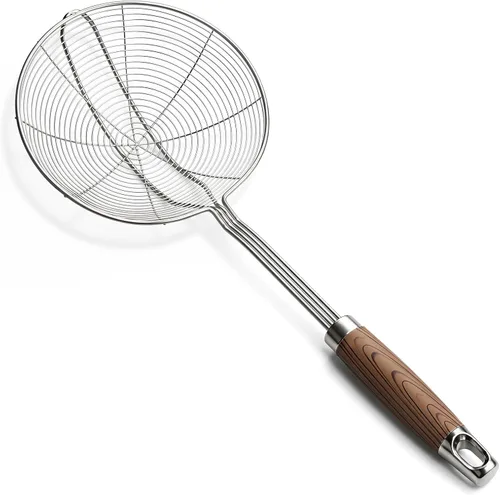 Miniatura 9 de IQCWOOD Colador de araña, colador de alambre de acero inoxidable de 5.5 pulgadas, cucharón para freír pasta, utensilios de cocina Asian Wire