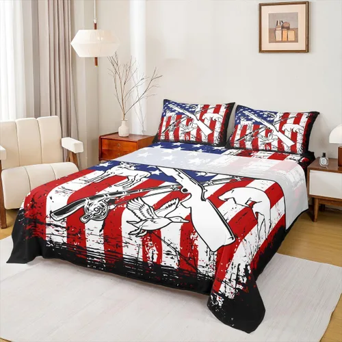Miniatura 28 de Rustic Lodge - Juego de sábanas tamaño individual con diseño de oso y alce, diseño de retazos, color rojo y negro, a cuadros, ropa de cama de Multi