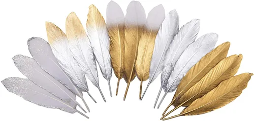 Miniatura 16 de 50 piezas de plumas de ganso naturales de 5 estilos, accesorios de ropa, paquete de estilos arcoíris, decoración de Pascua, Navidad, ropa