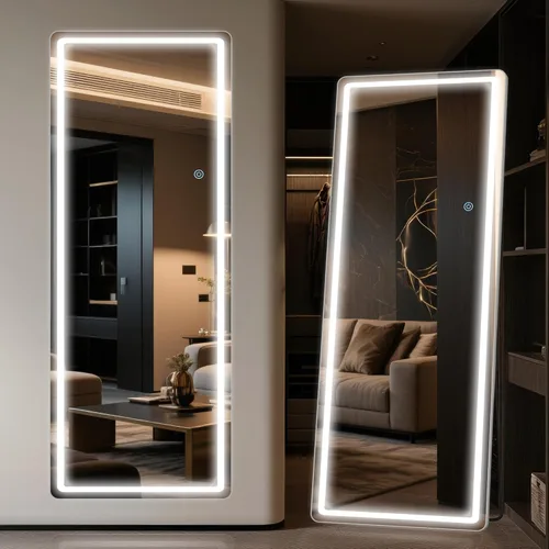 Miniatura 12 de Antok Espejo LED de longitud completa con luz, espejo iluminado de cuerpo completo de 56 x 20 pulgadas con soporte, regulable y iluminación de 3