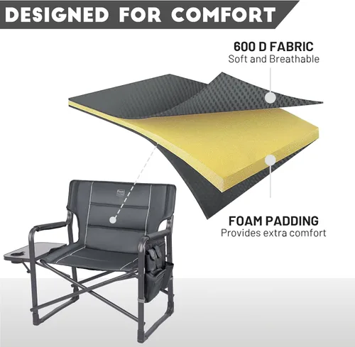 Miniatura 6 de Timber Ridge Sillas de director XXL mejoradas de gran tamaño con mesa auxiliar plegable, bolsillo lateral desmontable, silla de campamento plegable