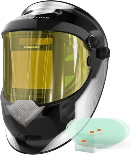 Miniatura 21 de YESWELDER - Casco de soldadura con oscurecimiento automático con vista lateral, vista panorámica de 180°, capucha de soldadura con energía solar