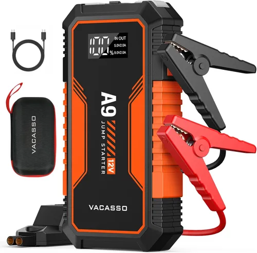 Arrancador de batería VACASSO A9 de 4000 A, portátil (7L de gasolina/4L diesel), paquete de arrancadores de batería de coche de 12 V, arranque con