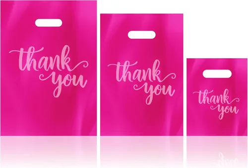 Paquete de 200 bolsas de compras con texto en inglés "Thank You" para negocios, pequeñas ferias de manualidades, bolsa de mercancía de 13.8 x 9.8
