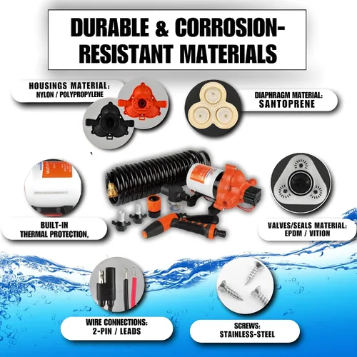 Miniatura 7 de SEAFLO Kit de bomba de lavado de cubierta de lavado serie 33 – 12 V CC, 3.0 GPM, 70 PSI, interruptor de presión resistente, para aplicaciones de RV