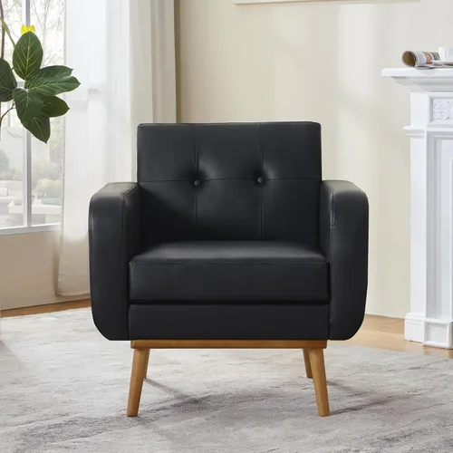 Miniatura 8 de HUIMO Leather Accent Chair, Button Tufted Living Room Chairs Easy to Install, Upholstered Arm Chair for Living Room Bedroom Study Office