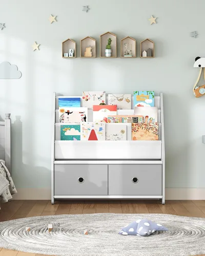 Miniatura 5 de CHOEZON Estantería infantil y almacenamiento de juguetes, estante de libros para niños de gran capacidad de 4 niveles, estantería para niños