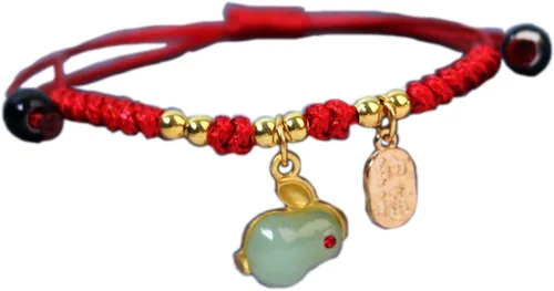 Miniatura 4 de Juego de 2-4 pulseras de conejo del zodiaco chino de la suerte 2023 para mujeres, niñas, adolescentes, novias, ajustables, trenzadas, de cuerda