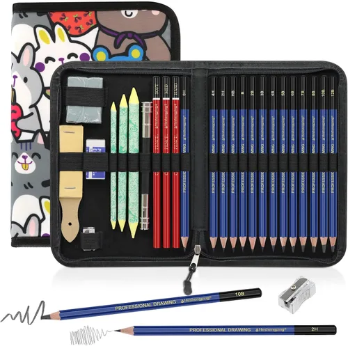 Miniatura 8 de Pro Pencils Juego de Dibujo y Bocetos de 14 piezas de Grafito (12B - 6H) Kit de Lápices Suaves Regalo Ideal para Arte de Dibujo, Bocetos, Sombreado
