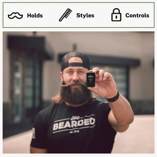 Miniatura 5 de Live Bearded Barra de cera para bigote, 0.35 onzas, fabricada en los Estados Unidos con ingredientes totalmente naturales, agarre medio