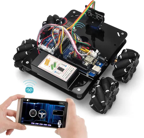 Miniatura 8 de OSOYOO Kit robótico de ruedas mecánicas omnidireccionales para Arduino Mega2560 Chasis de metal Motor DC DIY STEM Control remoto educativo mecánico