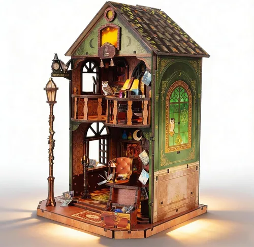 Miniatura 9 de Kit de casa en miniatura para bricolaje, kit de rincón de libros, kit de construcción de casa de muñecas en miniatura para adultos y adolescentes