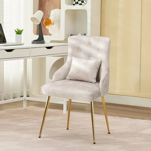 Silla de tocador de terciopelo, silla de comedor tapizada para dormitorio, comedor, sala de maquillaje, silla moderna para sala de estar con patas