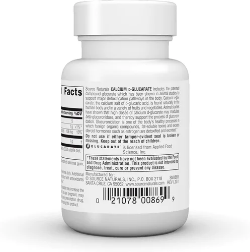 Miniatura 4 de Source Naturals Calcio D-Glucarato 500mg Desintoxicante Celular - 30 Tabletas