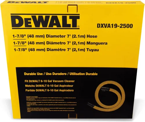 Miniatura 5 de DeWalt DXVA19-2500 Manguera de vacío ultra duradera para aspiradora de tienda, accesorios para aspiradora de tienda de 1-7/8", Amarillo