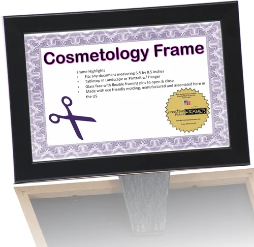Miniatura 13 de Creative Picture Frames Marcos de licencia negros de 8.5 x 3.5 pulgadas para profesionales de la cosmetología, exhibidores de titulares de licencia