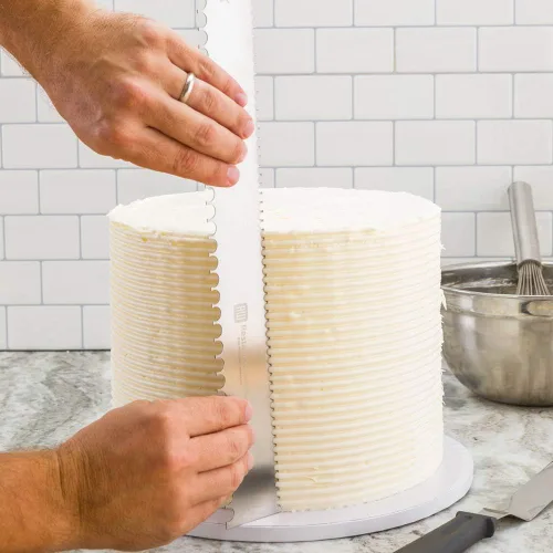 Miniatura 3 de Restaurantware Peine para tartas de 19.8 x 2 pulgadas, 1 peine decorativo de semicírculo, bordes surtidos de doble cara, de acero inoxidable