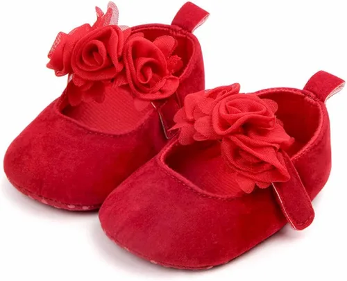 Miniatura 4 de Zapatos planos de Mary Jane con lazo floral de princesa para bebé y niña, zapatos de vestir suaves para recién nacidos, cuna para primer caminante