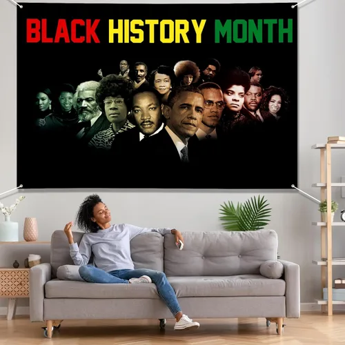 Miniatura 6 de Cartel grande negro del mes de la historia de 72 x 48 pulgadas, decoración del mes de la historia afroamericana, carteles de personas famosas