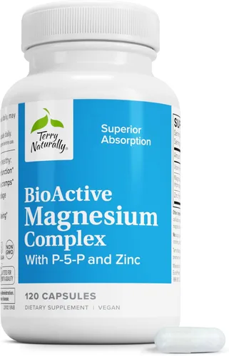 Terry Naturally Complejo de magnesio BioActive - Apoyo a la salud ósea y cardíaca - Suplemento con vitamina B6, zinc y magnesio - Suplemento de