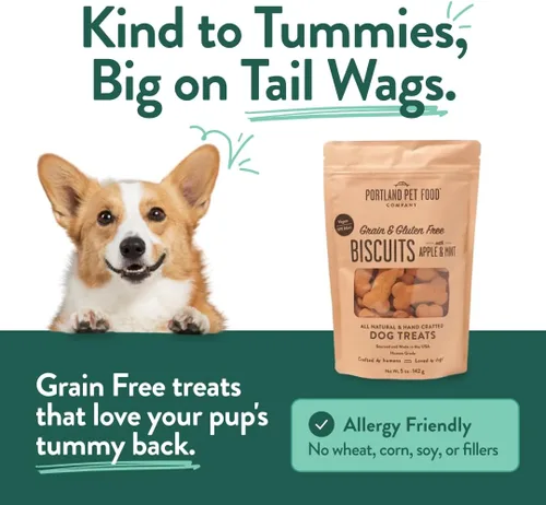 Miniatura 4 de Portland Pet Food Company Golosinas para Perros de Manzana y Menta Galletas Saludables para Perros Pequeños, Medianos y Grandes - Sin Granos, Grado