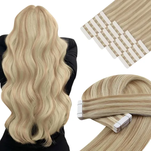 Miniatura 12 de YoungSee - Extensiones de cabello humano con cinta adhesiva, color negro ombre, extensiones de cabello humano real, cinta adhesiva invisible