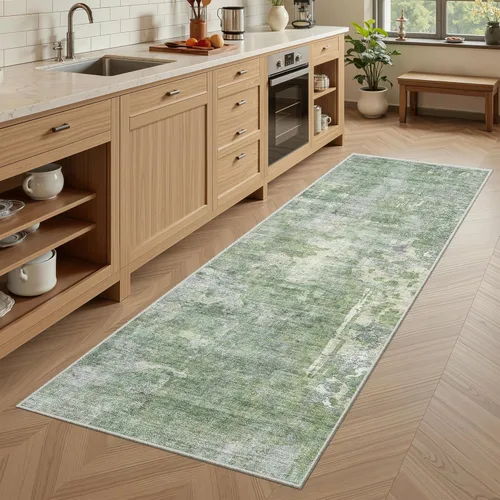 Miniatura 131 de Alfombra de pasillo Soalmost 2'6" x 10' lavable, alfombra antideslizante para cocina, baño, lavandería, alfombras vintage ultra delgadas para Beige