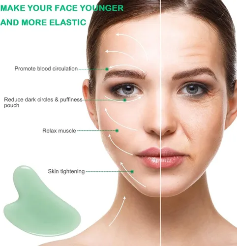 Miniatura 2 de Taube Gua Sha Herramientas faciales Natural Premium Jade Stone Guasha herramienta para masaje corporal facial Tabla de raspar Punto de gatillo