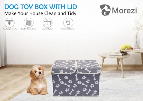 Miniatura 2 de Caja de almacenamiento de juguetes para mascotas con tapa y organizador de cesta, cubo plegable perfecto para sala de estar, sala