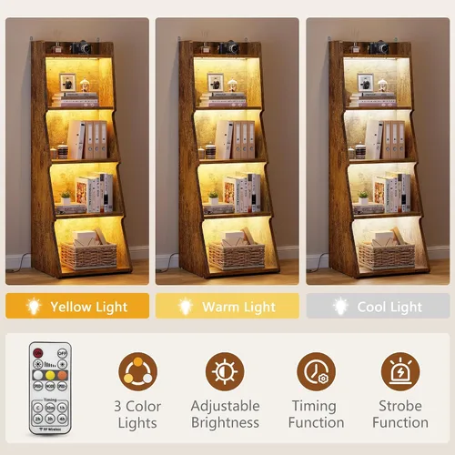 Miniatura 6 de Hoctieon Estantería Abierta de 5 Niveles y Librero con Luz LED, Estantes de Almacenamiento y Exhibición de Pie, Organizador de Exhibición Moderno