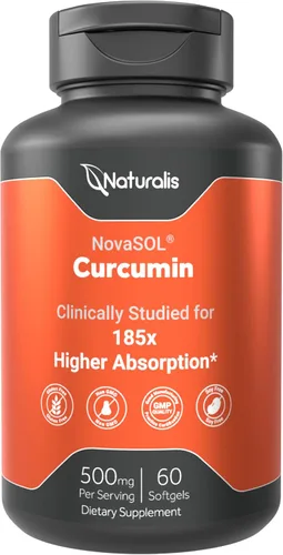 Miniatura 9 de Naturalis NovaSOL Curcumina de cúrcuma (5,550 mg equivalentes de curcuminoides por porción), clínicamente probado con una mejor absorción 185 veces