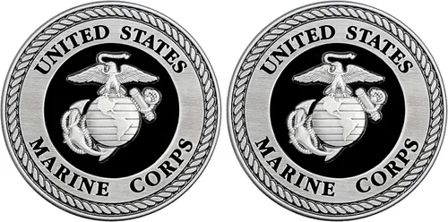 Miniatura 7 de Medalla USMC – 2.25 Pulgadas – Emblema de Cuerpo de Marines EGA de Águila, Globo y Ancla en Negro y Plata