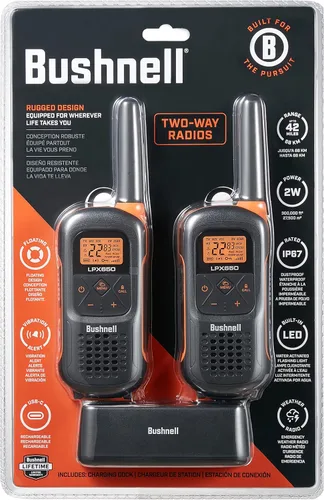 Miniatura 8 de Bushnell LPX650 Walkie Talkie Radio – Calidad fiable, diseño flotante resistente, 2 W de potencia para 42 millas de alcance, radios bidireccionales