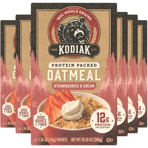 Miniatura 11 de Kodiak - Paquetes de avena instantánea, arándanos y crema, alto en proteínas, 100% granos integrales, 6 cajas con 6 paquetes (36 paquetes)
