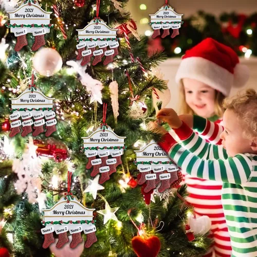 Miniatura 7 de Amlion Adornos personalizados de cerámica para calcetines de Navidad, familia de 2 a 8, nombres personalizados, estilo tradicional, ocasión