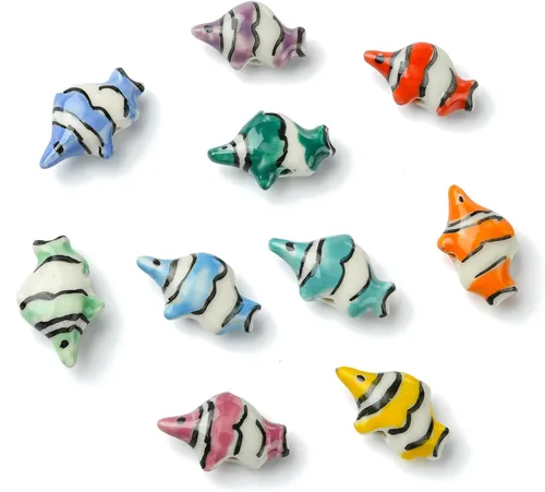 Miniatura 8 de LiQunSweet 10 pcs 10 Colors Handmade Ceramic Porcelain Fish Beads Ocean Animals Spacer Beads for DIY Jewelry Bracelet Necklace Earring Crafts Bag