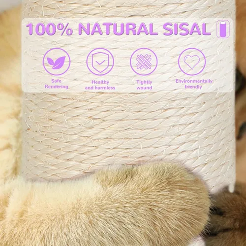 Miniatura 4 de Poste rascador para gatos de interior para adultos grandes, poste vertical de 45 pulgadas de alto con poste de sisal de 3.5 pulgadas de diámetro