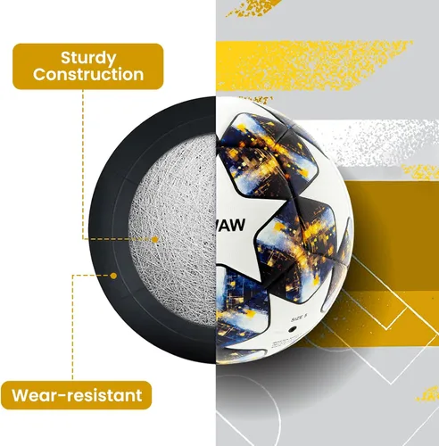 Miniatura 3 de ZWAW Balón de Fútbol Tamaño 5 – De Cuero PU Impermeable, Incluye Bomba, Agujas y Red de Almacenamiento de Malla para Fácil Transporte