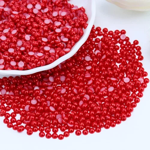 Miniatura 9 de 1500 PIEZAS 4mm Perlas Blancas de Media Parte Plana para Manualidades Joyería Álbum de Recortes Decoración de Uñas, Perlas de Parte Plana para Blanco