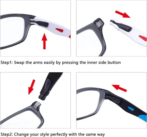 Miniatura 3 de BroLizard - Brazos de repuesto para Oakley Crosslink Glass Satin White Frame - Azul oscuro