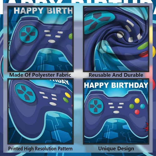 Miniatura 3 de Pancarta de nivel 5 desbloqueada con texto en inglés «Happy 5 Birthday» para decoración temática de videojuegos para niños y niñas, fiesta de 5