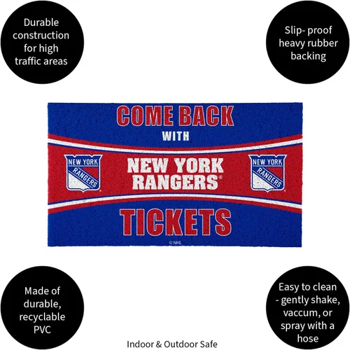 Miniatura 4 de Team Sports America NHL New York Rangers Entrada interior y exterior 28 x 16 pulgadas Parte trasera antideslizante Tapetes de bienvenida
